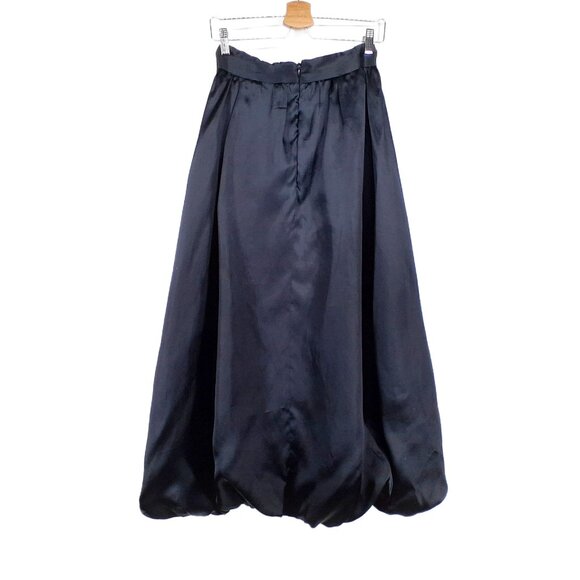Cament VTG 90s 100% Silk Balloon Midi Skirt A Line Drawstring Black Lined SZ S - Picture 2 of 8